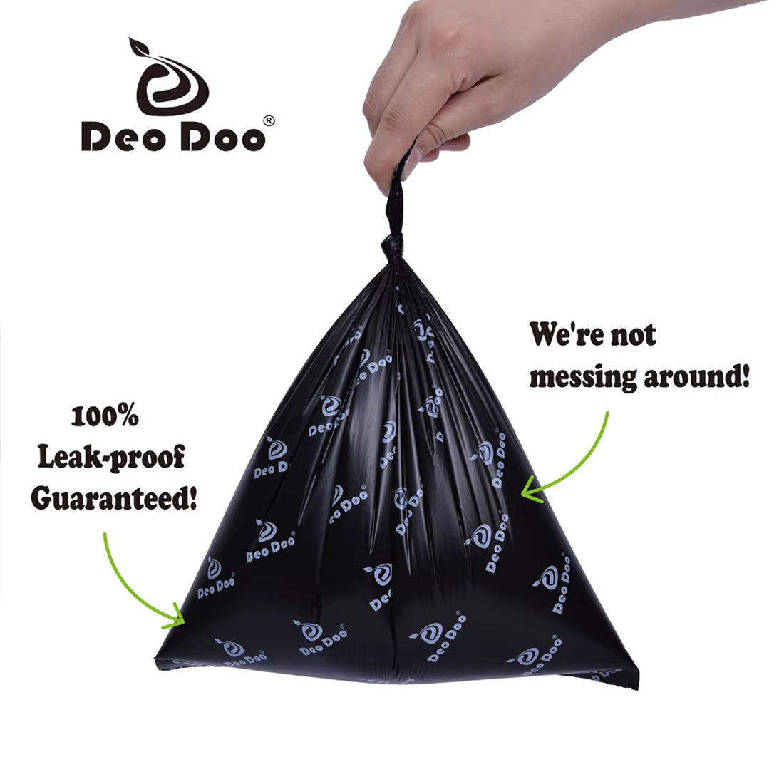 Deodoo Dog Poop Bags Biodegradable Extra Thick Strong Biobase Earth-Friendly Doggie Black Cat Waste Bags