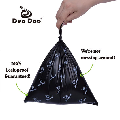 Deodoo Dog Poop Bags Biodegradable Extra Thick Strong Biobase Earth-Friendly Doggie Black Cat Waste Bags