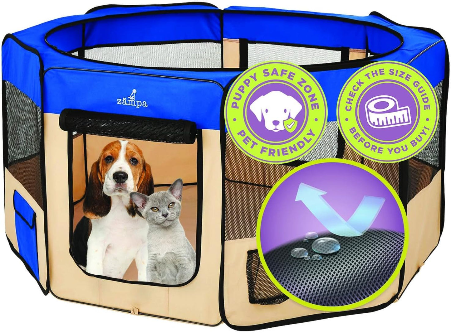 Dog Playpen Medium 45"X45"X24" Pop up Portable Playpen for Dogs and Cat, Foldable | Indoor/Outdoor Pen & Travel Pet Carrier + Carrying Case.