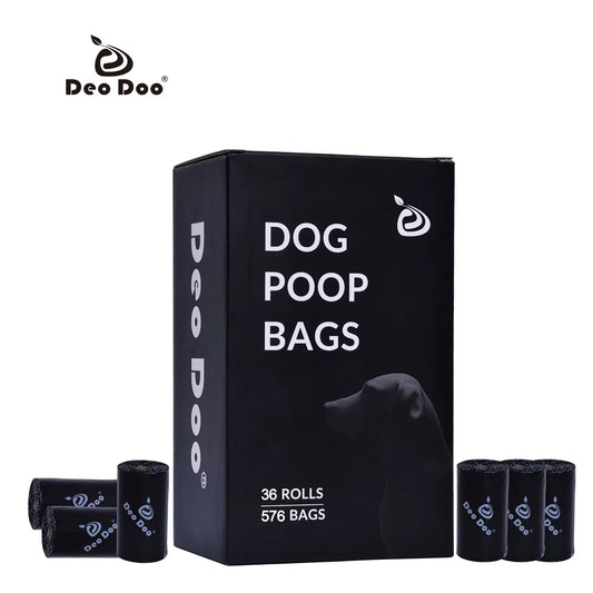 Deodoo Dog Poop Bags Biodegradable Extra Thick Strong Biobase Earth-Friendly Doggie Black Cat Waste Bags